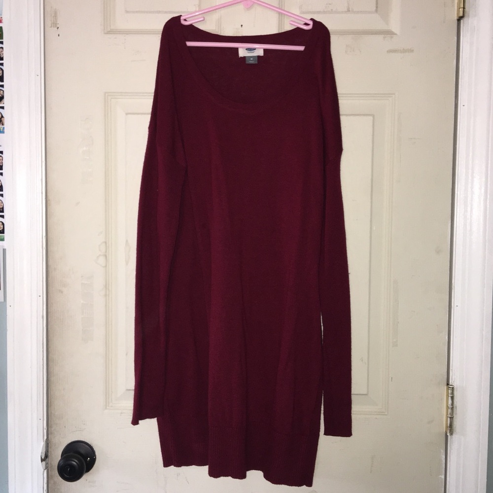 Long sleeve burgundy dress